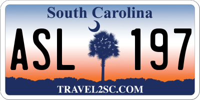SC license plate ASL197