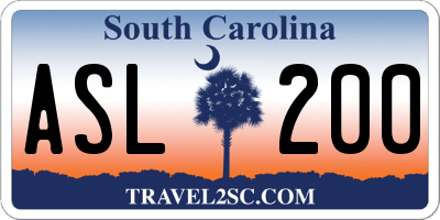 SC license plate ASL200