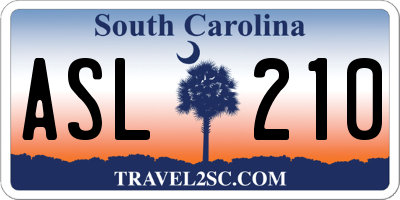 SC license plate ASL210