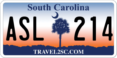 SC license plate ASL214
