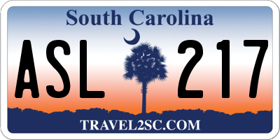 SC license plate ASL217
