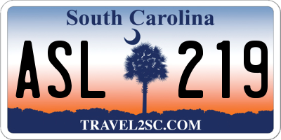 SC license plate ASL219