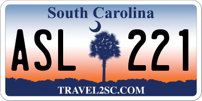 SC license plate ASL221