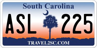SC license plate ASL225