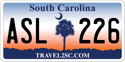 SC license plate ASL226