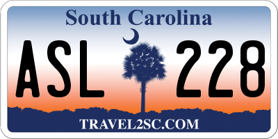 SC license plate ASL228
