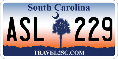 SC license plate ASL229