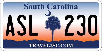 SC license plate ASL230