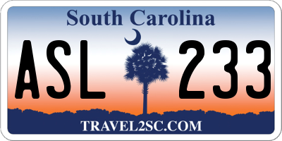SC license plate ASL233