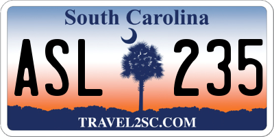 SC license plate ASL235