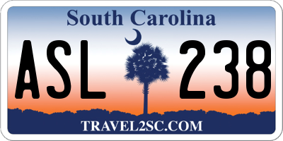 SC license plate ASL238