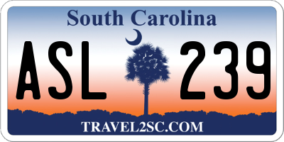 SC license plate ASL239