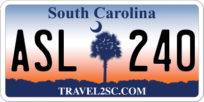 SC license plate ASL240