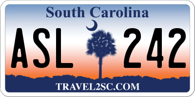 SC license plate ASL242