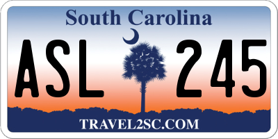 SC license plate ASL245