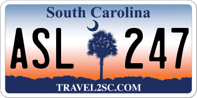 SC license plate ASL247