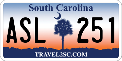 SC license plate ASL251