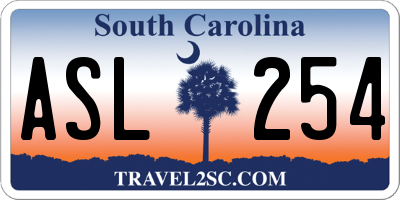 SC license plate ASL254