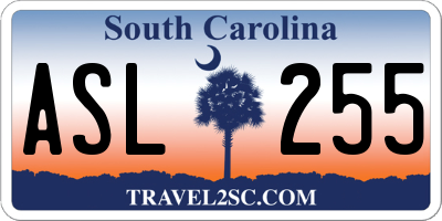 SC license plate ASL255
