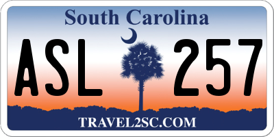 SC license plate ASL257