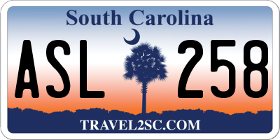 SC license plate ASL258