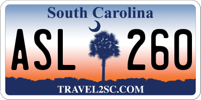 SC license plate ASL260