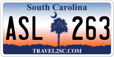 SC license plate ASL263