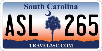 SC license plate ASL265
