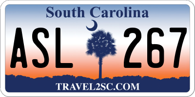 SC license plate ASL267