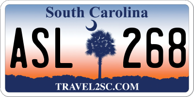 SC license plate ASL268