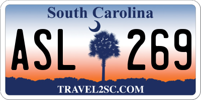 SC license plate ASL269