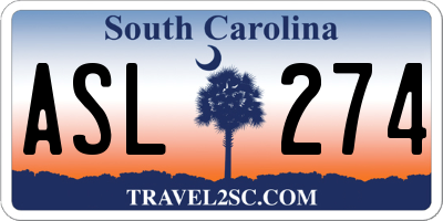 SC license plate ASL274