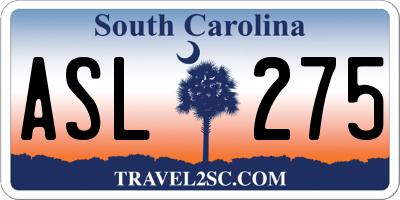 SC license plate ASL275