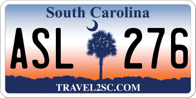 SC license plate ASL276