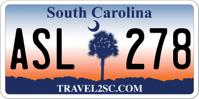 SC license plate ASL278