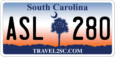 SC license plate ASL280