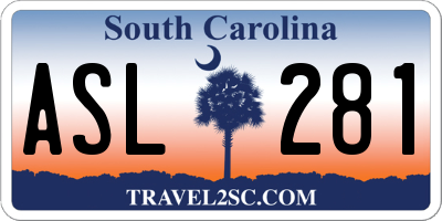 SC license plate ASL281