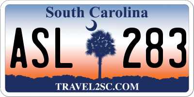 SC license plate ASL283