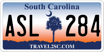 SC license plate ASL284