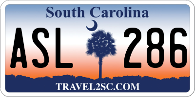 SC license plate ASL286