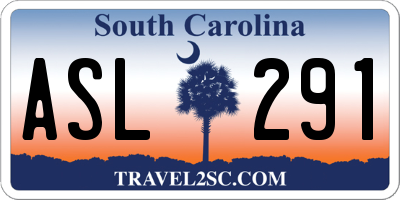 SC license plate ASL291
