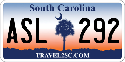 SC license plate ASL292