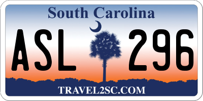 SC license plate ASL296
