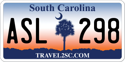 SC license plate ASL298