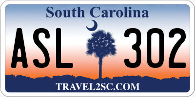 SC license plate ASL302