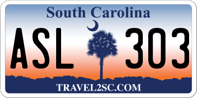 SC license plate ASL303