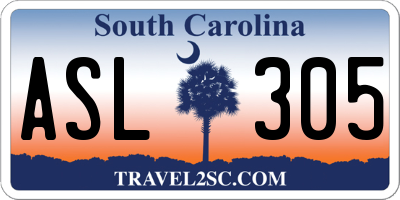 SC license plate ASL305