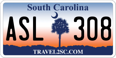SC license plate ASL308