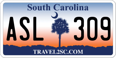SC license plate ASL309
