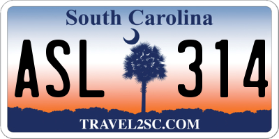 SC license plate ASL314